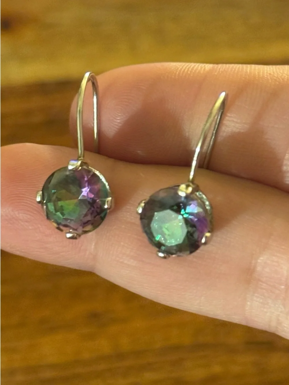 Mystic Topaz Sterling Round Drop Earrings - Picture 4 of 15